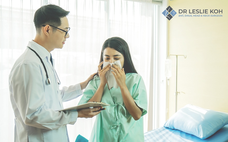 patient seeing a specialist regarding her sinuses
