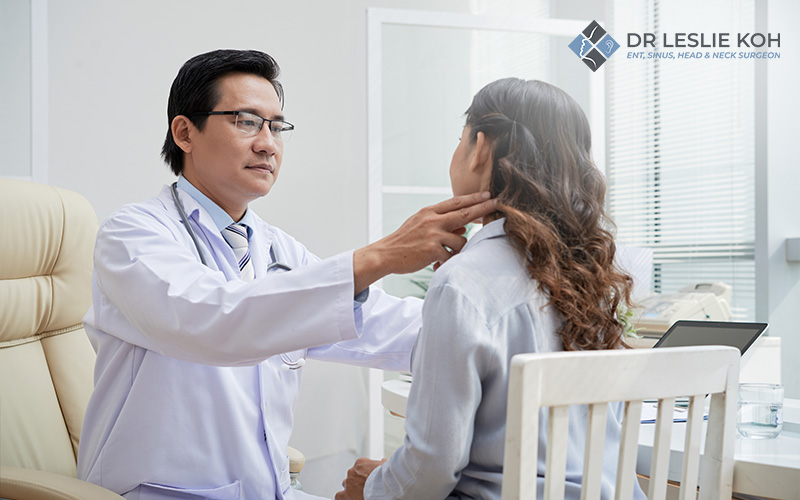Patient consulting a doctor regarding her nasal allergies