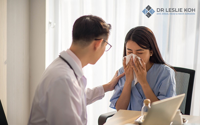 Patient visiting ENT practitioner due to morning sinus pain