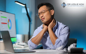 Man with neck pain needing ENT evaluation.