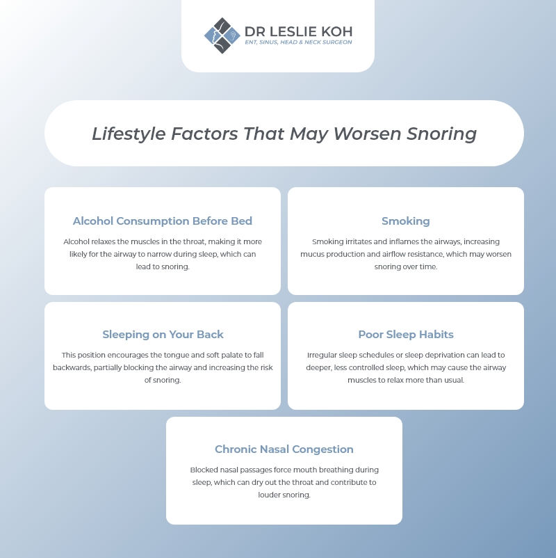 lifestyle factors that may worsen snoring infographic